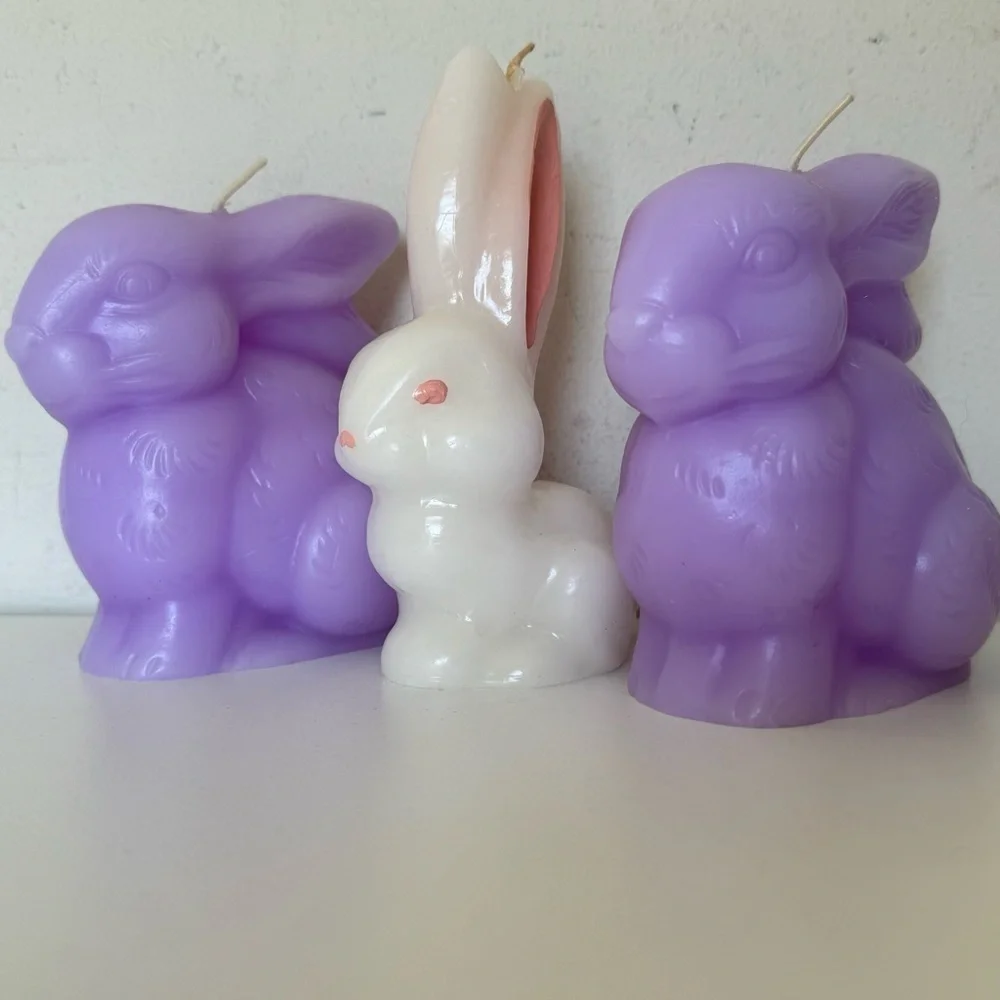 Pier 1 Pastel Lavender Purple Easter Bunny Candles Set of 2
